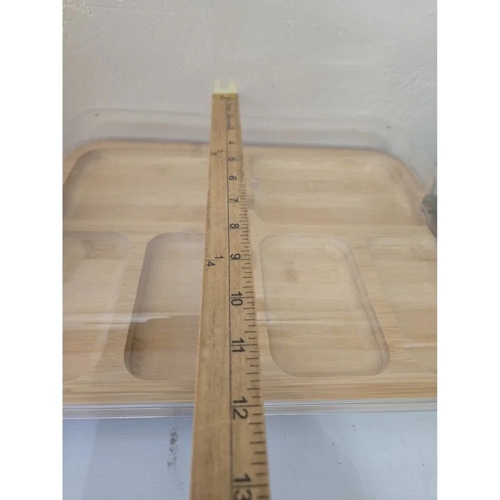 Farberware Build a Board Bamboo Charcuterie Serving Tray 6 Compartment Locking L